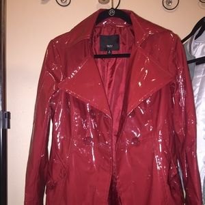 Super cute vintage looking red vinyl trench coat